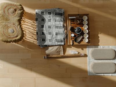 Soft sunlight falling on a meditation cushion.